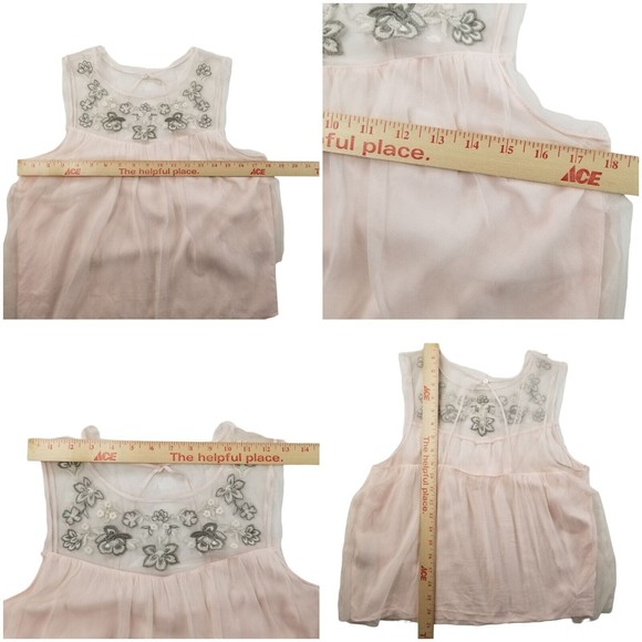 Hollister Babydoll Layered Tank Top Womens M Pink Embroidered Sleeveless Top - Picture 13 of 16
